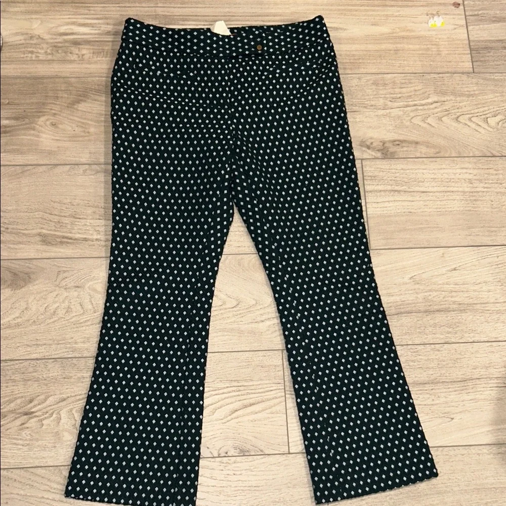Anthropologie Cartonnier Charlie Crop Flare Pant In Lorie Green Multi Size 4 EUC - Picture 3 of 12